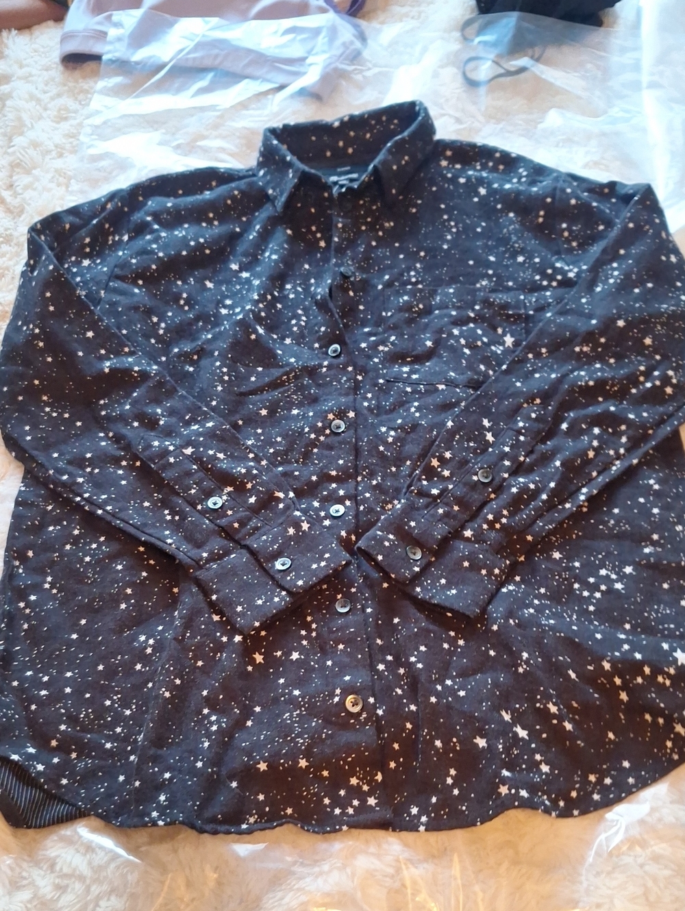 Madewell Black Star-Print Button-Front Jacket